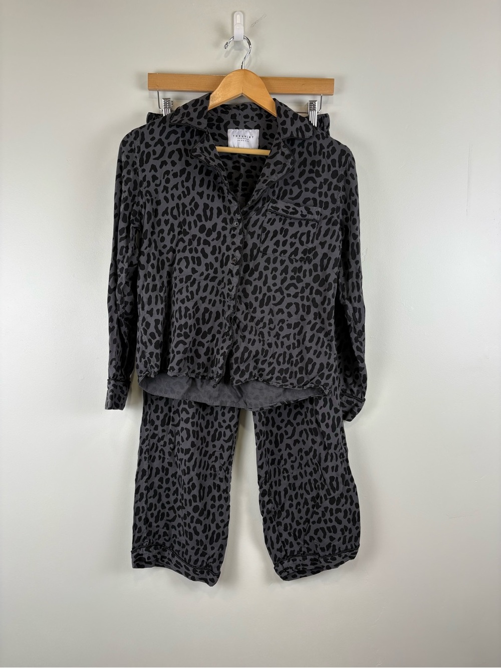 TheShirt by Rochelle Behrens Leopard Button Down and Pants Set Size XS Rayon
